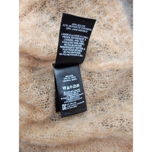 Obey Sweater Cardigan Womens Small Fuzzy Mohair Blend Tan Sheer Delicate - Picture 10 of 11